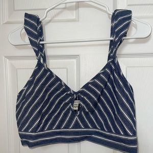 American eagle blue striped crop top- medium